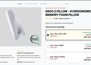 Ergo Z Pillow Reviews – 1 Per Pillow $69 – 2 Pillow US $52.49 + Shipping + You Save $230!